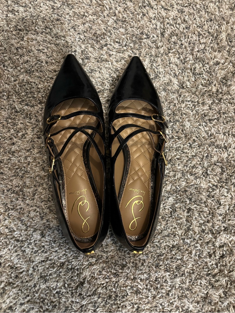 Women’s Pointed Patent Flats in Black